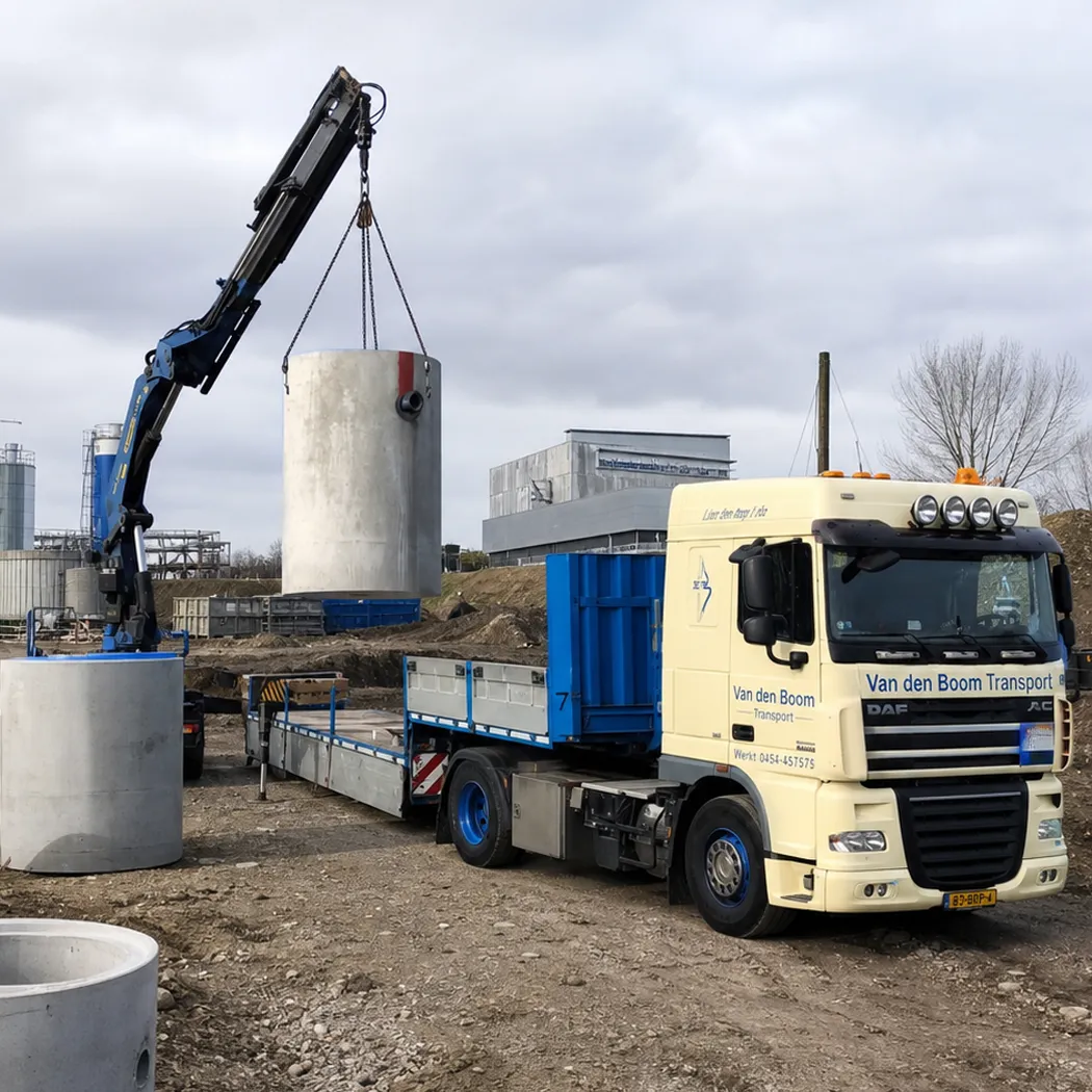 Olieafscheider wordt afgeleverd op de bouwplaats